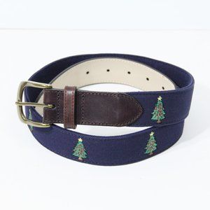 J. McLaughlin Christmas Belt New Archie Embroidered Tree Print Men sz 32